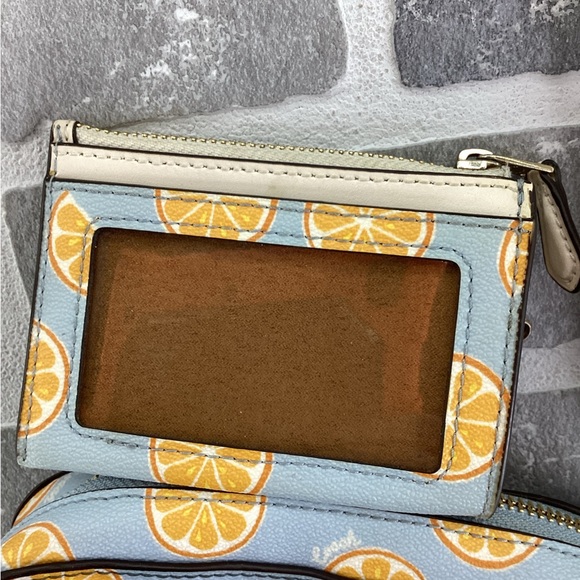 COACH Mini Camera Bag With Orange Print and matching card wallet - Picture 8 of 9